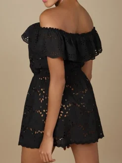 Baumwolle Lochspitze Sommerkleid GLADYS schwarz von Marjolaine