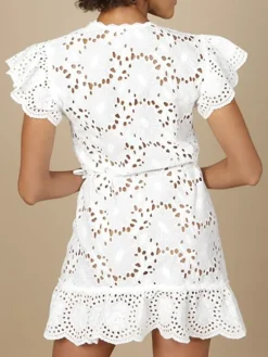 Baumwolle Lochspitze Tunika GLADYS naturweiß von Marjolaine