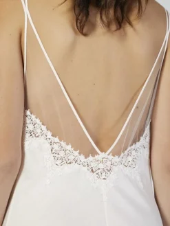 Baumwolle Neglige mit Spitze lang BIANCO von Verdiani