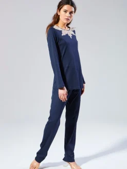 Baumwolle Schlafanzug AVA nachtblau von Fürstenberg