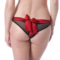Brazilian- String mit Seidenschleife ZOOM schwarz-rot von Mimi Holliday