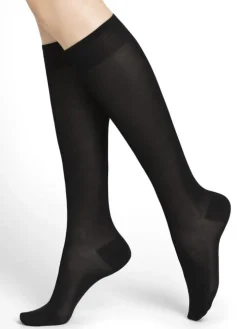 Damen Kniestrümpfe Uni mit 91% Seide von Bleuforêt