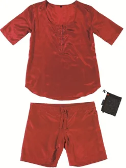 Damen  REISE SCHLAFANZUG kurz Seide-Baumwolle Traveler´s Tree®