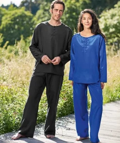 Damen  REISE SCHLAFANZUG lang Seide-Baumwolle Traveler´s Tree®