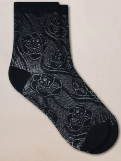 Damen Seidensocken Blumenmuster mit 72% Seide von Bleuforêt