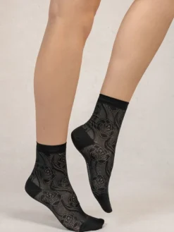 Damen Seidensocken geblümt mit 72% Seide von Bleuforêt