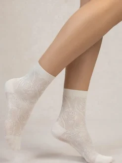 Damen Seidensocken geblümt mit 72% Seide von Bleuforêt