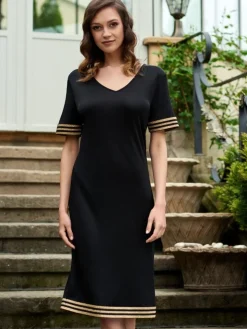 Dress mit Seide TESSA schwarz-gold von Gattina