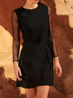 Feinjersey Kleid THESS 61schwarz mit Tüllärmeln von Pain de Sucre