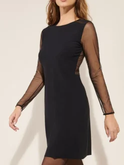 Feinjersey Kleid THESS 61schwarz mit Tüllärmeln von Pain de Sucre