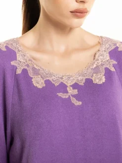 Feinstrick Hausanzug CARLA lila von Verdiani