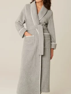 Fleece Morgenmantel KIRA in hellgrau von Pluto