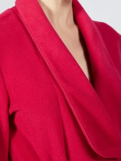 Fleece Morgenmantel lang LAMPONE himbeer-rot von Verdiani mit Viscose