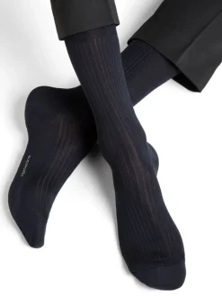 Herren Seidensocken gerippt mit 69% Seide von Bleuforêt