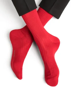 Herren Seidensocken gerippt mit 69% Seide von Bleuforêt