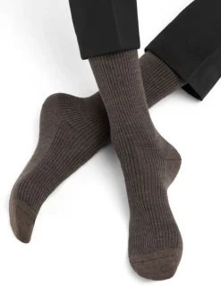 Herren Socken mit Merinowolle gerippt von Bleuforet