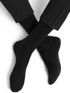 Herren Socken mit Merinowolle gerippt von Bleuforet