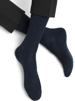 Herren Socken mit Merinowolle gerippt uni von Bleuforet