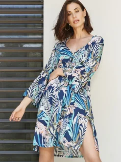 Kaftan SEYCHELLES blau-bunt von Ritratti Mare