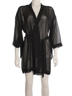 Kimono 100% Seide FIDJI MOUSSELIN schwarz von Marjolaine