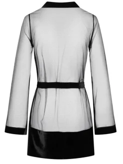 Kurzer Morgenmantel KIMONO TULLE Tüll schwarz von Cadolle