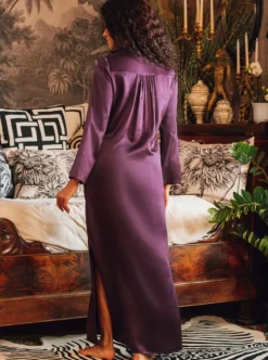 Langarm Nachtkleid 100% Seide POLLY lang von Marjolaine