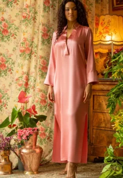 Langarm Nachtkleid 100% Seide POLLY lang Satin Marjolaine