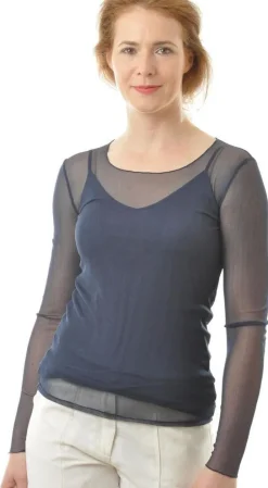 Langarm Shirt NETZTÜLL 100% Bio Seide von Alkena