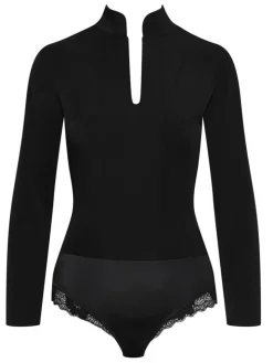 Langarm Twill-Body OFFICIER schwarz von Cadolle