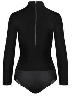 Langarm Twill-Body OFFICIER schwarz von Cadolle