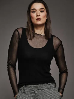 Langarm U-Boot Shirt NETZTÜLL 100% Seide von Kokon Zwo