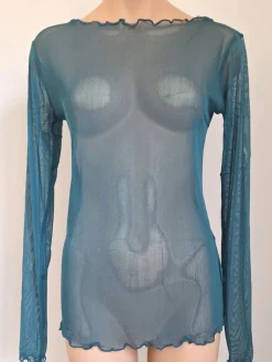 Langarm U-Boot Shirt NETZTÜLL 100% Seide von Kokon Zwo