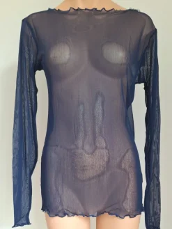 Langarm U-Boot Shirt NETZTÜLL 100% Seide von Kokon Zwo