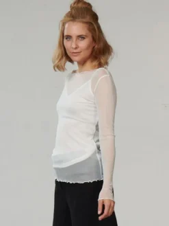 Langarm U-Boot Shirt NETZTÜLL 100% Seide von Kokon Zwo