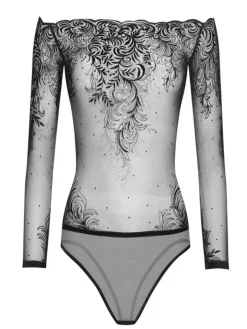 Langarm-Body ARABESQUE Tüll schwarz von Cadolle