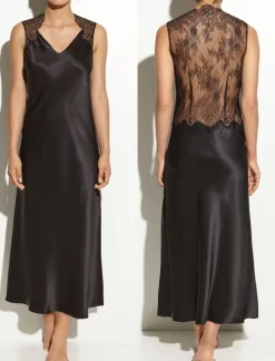 Langes Seidennegligé COUTURE LACE uni von Luna di Seta
