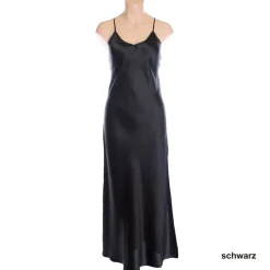 Langes Seidennegligé PIPING uni von Luna di Seta