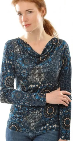 LAST PIECE 100% Bio Seide WASSERFALL SHIRT bedruckt von Alkena Größe L