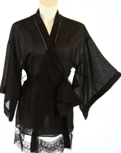 LAST PIECE Batist LOVE ME KIMONO schwarz L von Shell Belle Couture mit Seide