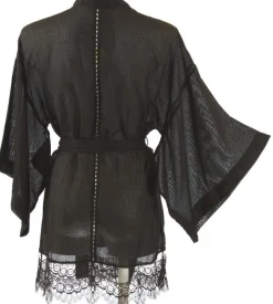 LAST PIECE Batist LOVE ME KIMONO schwarz L von Shell Belle Couture mit Seide