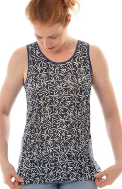 LAST PIECE Bourette Seide SOMMER TOP blau-weiß von Alkena Größe S