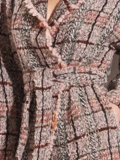 LAST PIECE Jacke KUSCHEL BOUCLE rosa-grau von Chiara Fiorini mit Wolle und Alpaka Größe 42