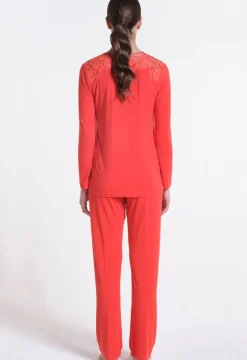 LAST PIECE Modal Schlafanzug ARANCIO koralle-rot von Verdiani Größe 36