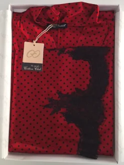 LAST PIECE Morgenmantel ZAFFIRO von Cotton Club mit Seide Größe 40 rot-schwarz