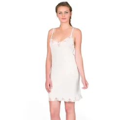 LAST PIECE Nachthemd Wirkseide Seidenmix PAMINA weiß rosa Größe 46 Nightdreams