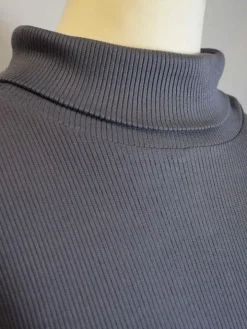 LAST PIECE Rollkragen Seidenshirt Langarm gerippt von Kokon Zwo dunkelgrau XL