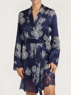 LAST PIECE Seide Kimono TOI MON AMOUR mit Print von Aubade schwarz Größe L