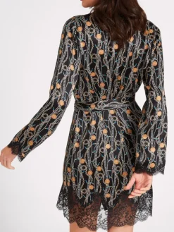 LAST PIECE Seide Kimono TOI MON AMOUR mit Print von Aubade schwarz Größe L