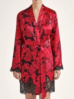 LAST PIECE Seide Kimono TOI MON AMOUR mit Print von Aubade schwarz Größe L