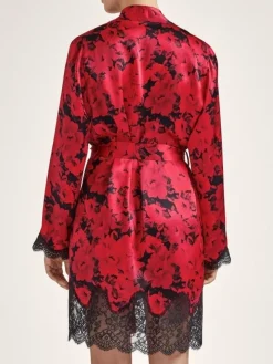 LAST PIECE Seide Kimono TOI MON AMOUR mit Print von Aubade schwarz Größe L